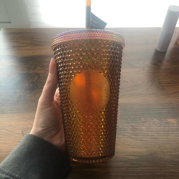 STARBUCKS 50th Anniversary 16 oz Cold Cup Tumbler Gold Studded NEW - Picture 2 of 5